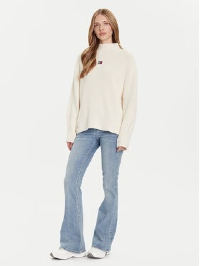 Tommy Jeans Sweter Badge DW0DW21676 Écru Relaxed Fit