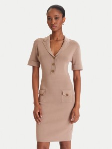 Guess Sukienka dzianinowa W5YK29 Z0130 Beżowy Slim Fit