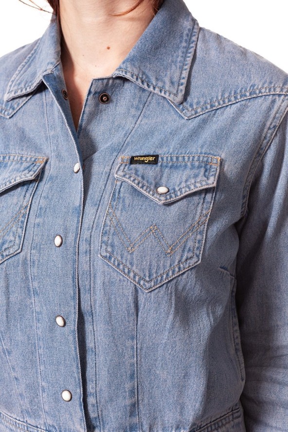 DAMSKA KURTKA JEANSOWA WRANGLER SHACKET PINK TINT W5254LWYX 112129396