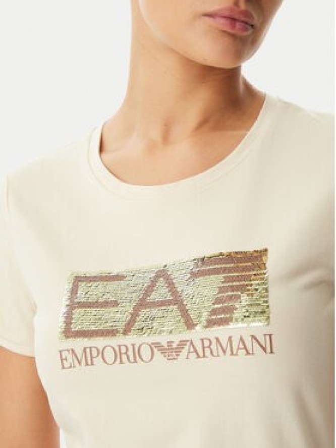 EA7 Emporio Armani T-Shirt 7W001093 AF10373 U1088 Beżowy Regular Fit
