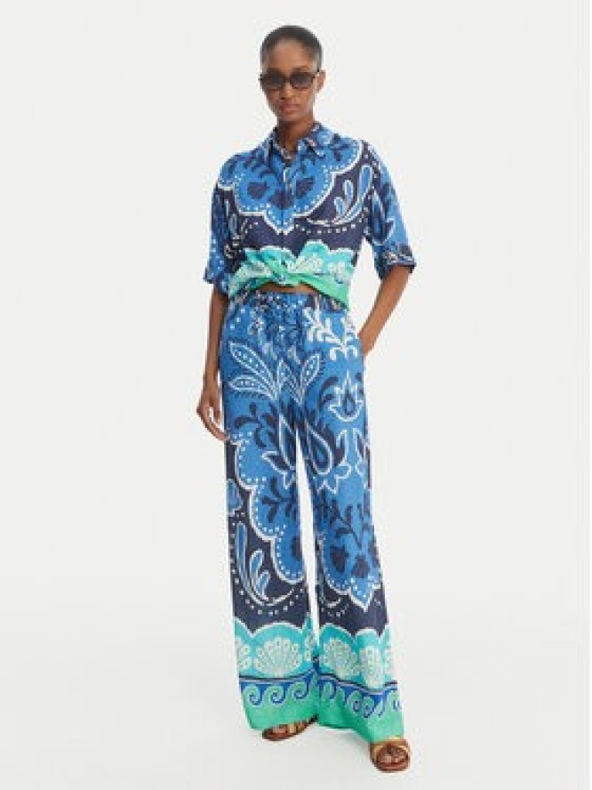 Banana Moon Spodnie materiałowe Alcaniz Cleariv MYY56 Błękitny Regular Fit