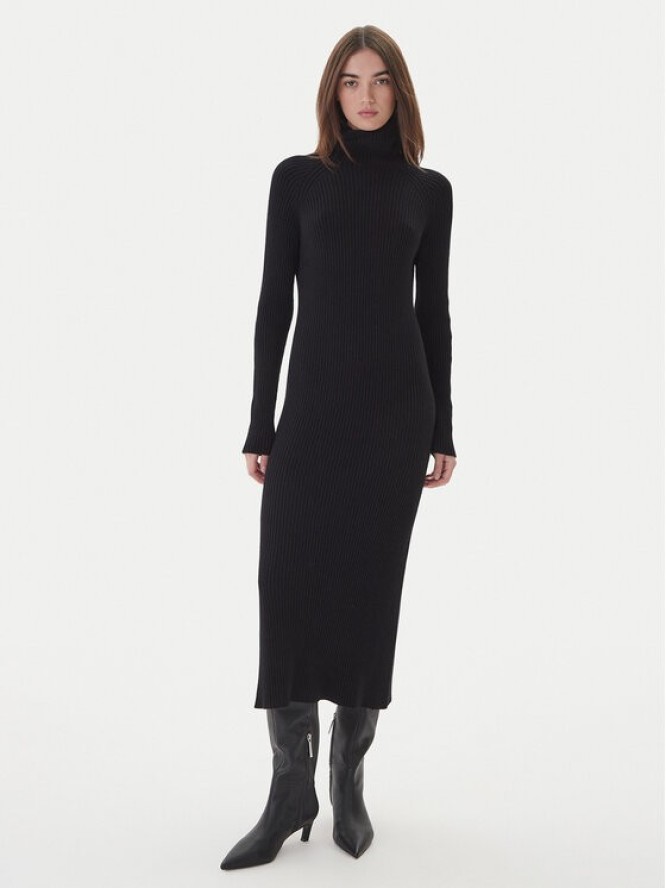 Kontatto Sukienka dzianinowa 3M0853C Czarny Regular Fit