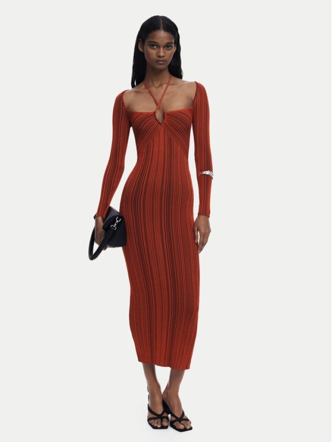 Desigual Sukienka koktajlowa Marlene 25WWVF08 Pomarańczowy Slim Fit