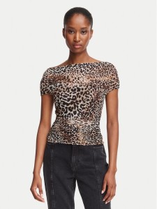 Guess Bluzka W6BP45 K6608 Brązowy Regular Fit