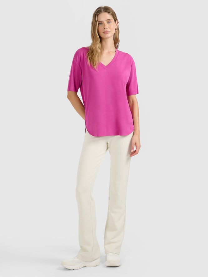 4F T-shirt oversize z modalem damski - różowy M