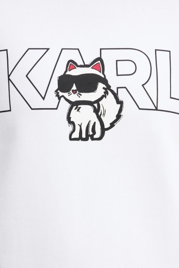 KARL LAGERFELD Biała bluza damska Ikon z nadrukiem, Rozmiar S