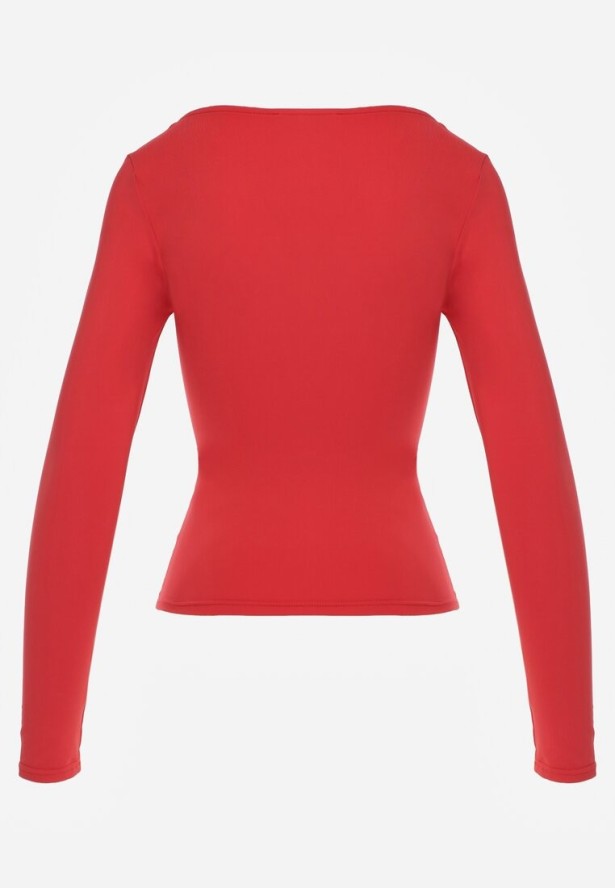 Czerwona Elastyczna Bluzka z Kwadratowym Dekoltem z Wiskozą Doriore