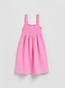 Muślinowa sukienka mini - różowy