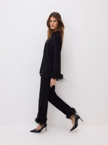 Spodnie z piórami - czarny
