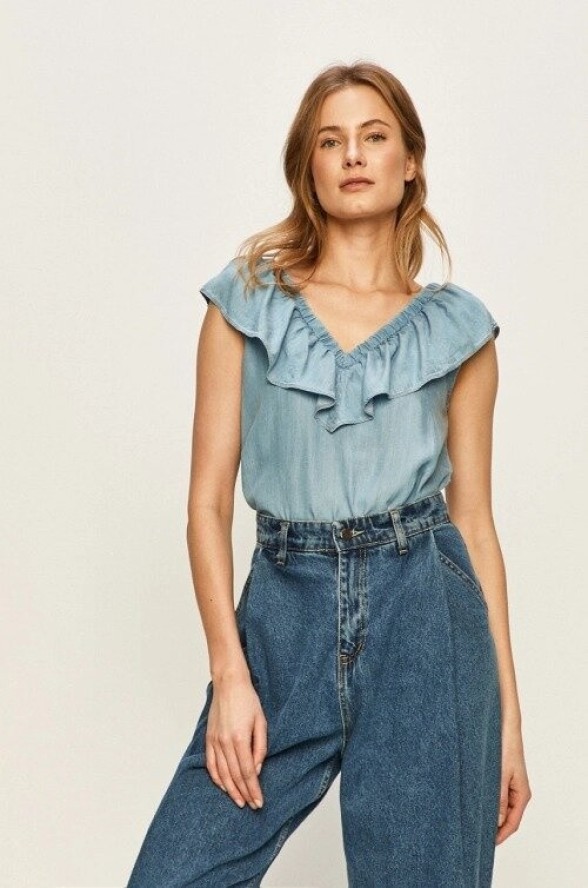 LEE RUFFLE TANK DAMSKA BLUZKA SKY BLUE L46GIINR 112110932