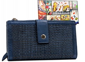 Portfel skórzany Rovicky R-861-DDW granatowy