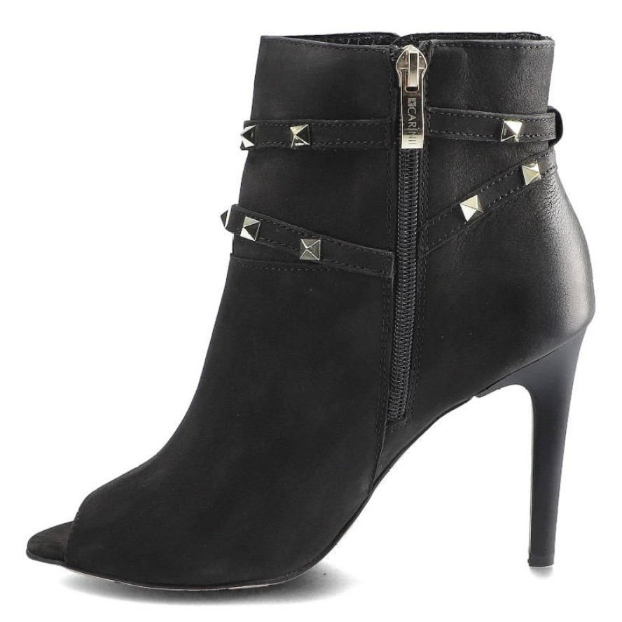 Czarne Botki Carinii Damskie Eleganckie Obuwie