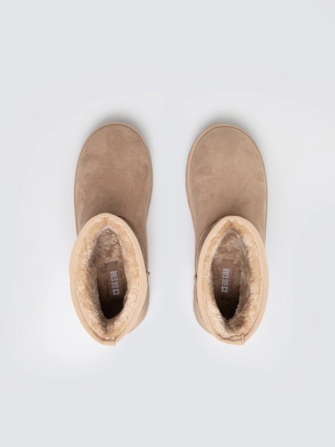 śniegowce damskie na podwyższonej podeszwie beżowe SS274133 801