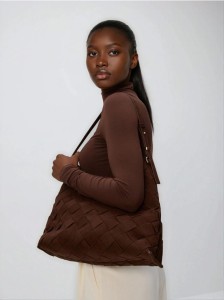 Torebka z imitacji zamszu - ciemnobrązowy