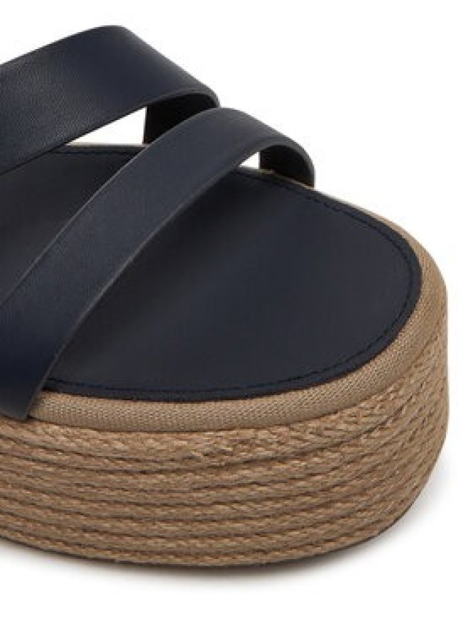 Tommy Hilfiger Espadryle Ankle Strap Leather Platform FW0FW08497 Granatowy