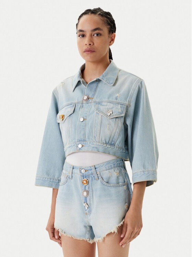 ViCOLO Kurtka jeansowa DD5097 Błękitny Regular Fit