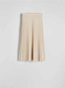 Plisowana spódnica z imitacji zamszu - złamana biel