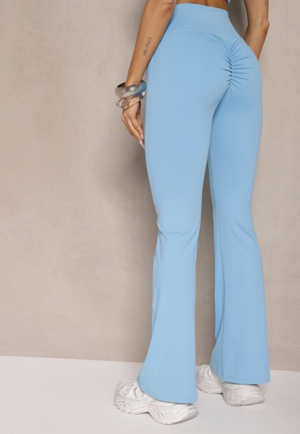 Niebieskie Legginsy Dzwony High Waist Orruvana