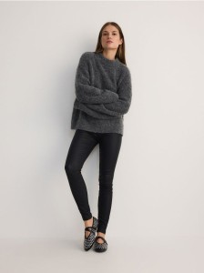 Woskowane spodnie - czarny