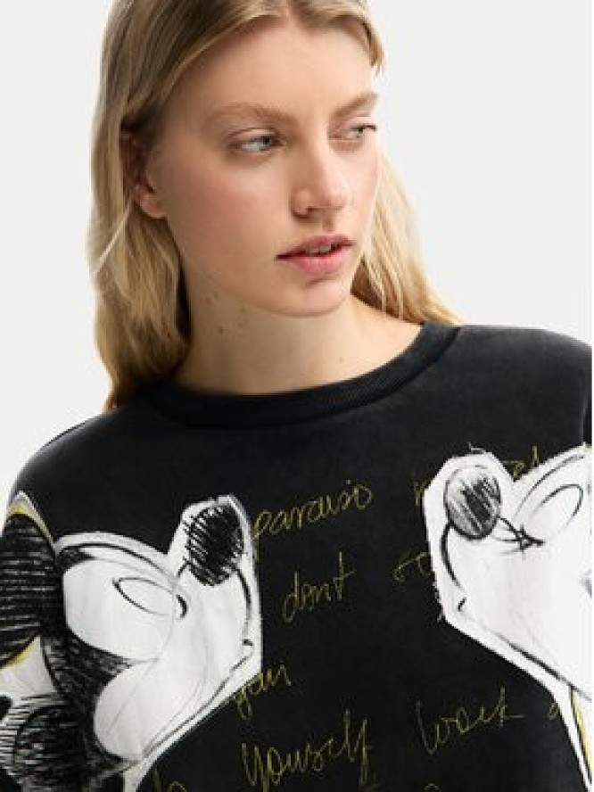 Desigual Bluza Kiss Mickey 26SWSK08 Czarny Relaxed Fit