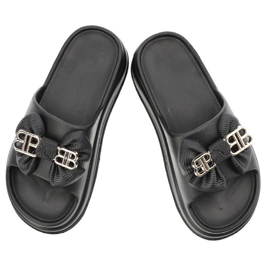 Czarne Klapki Filippo Modne Obuwie Damskie Na Platformie