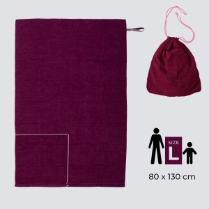 Ręcznikoworek szybkoschnący z mikrofibry 80x130 cm purpurowy