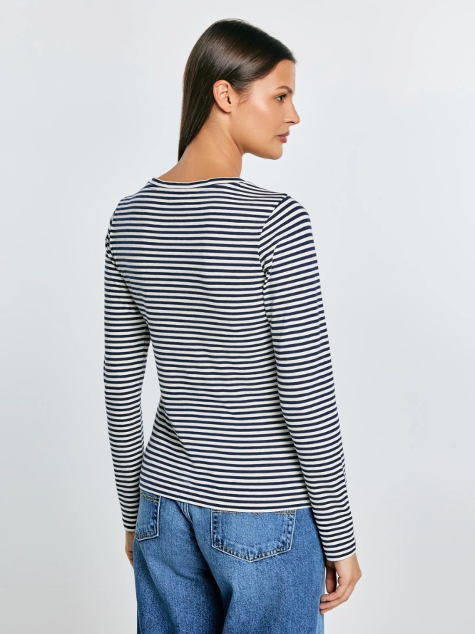 Bluzka damska w paski granatowa Vensa 403