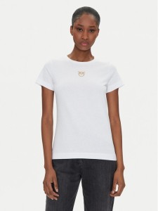PINKO T-Shirt Bussolotto 100355 A2OD Biały Regular Fit