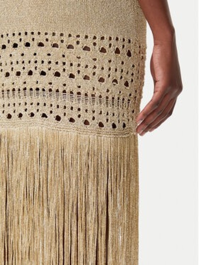 Simona Corsellini Sukienka dzianinowa P25CPABO0401 Beżowy Slim Fit