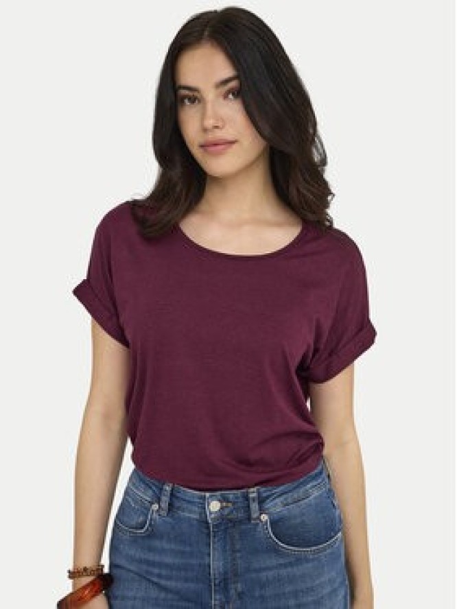 ONLY T-Shirt Moster 15106662 Bordowy Regular Fit