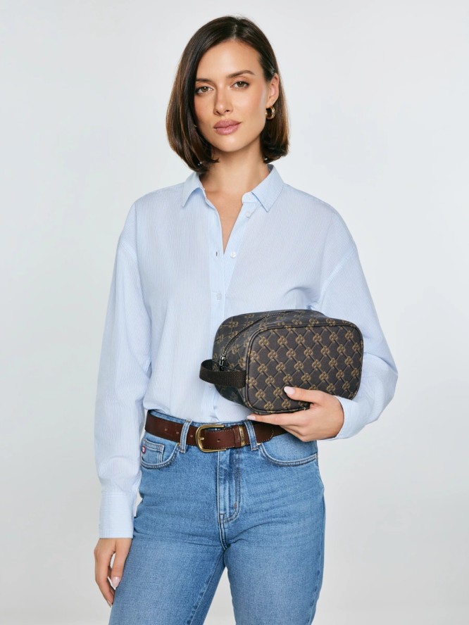 Kosmetyczka z monogramem brązowa Revo 803