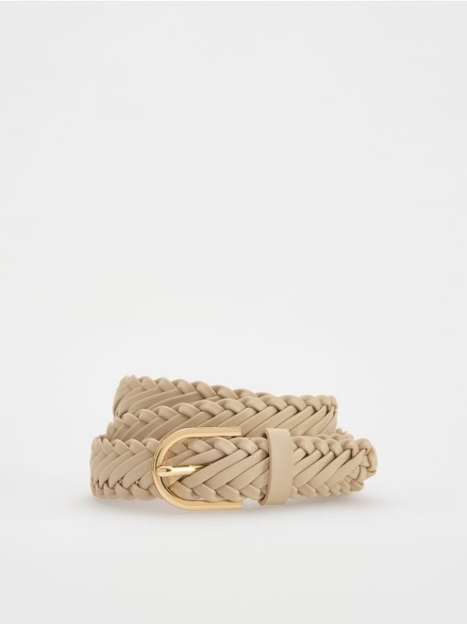 Pleciony pasek z klamrą - złamana biel