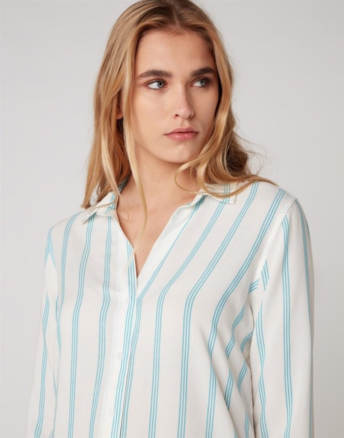 KOSZULA DAMSKA WRANGLER STRIPE SHIRT CARRIBEAN SEA W5R6TIB13 112130318