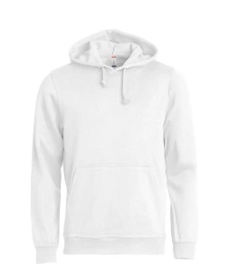 clique Basic Hoody unisex, miks bawełna-poliester z kapturem – white