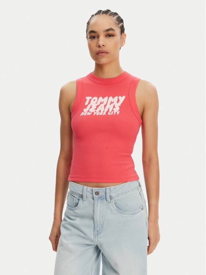 Tommy Jeans Top DW0DW21339 Różowy Slim Fit