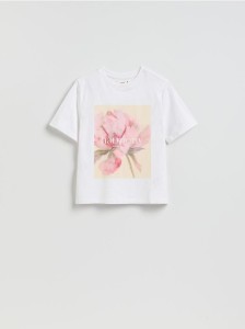 Bawełniany t-shirt z nadrukiem - biały