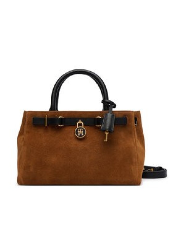 Tommy Hilfiger Torebka American Icon Mini Tote Suede Le AW0AW18202 Brązowy jasny