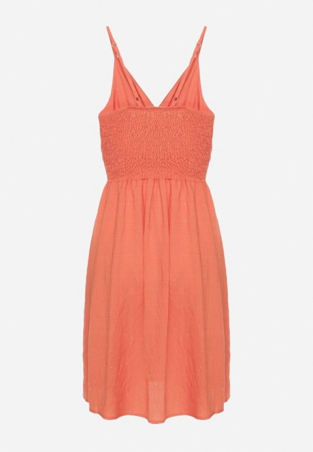 Czerwona Wiskozowa Sukienka z Kopertowym Dekoltem Arileme