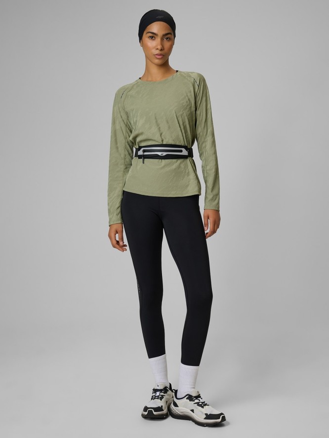 4F Longsleeve do biegania szybkoschnący damski - oliwkowy M