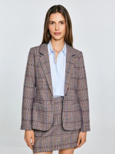 Marynarka damska z dodatkiem wełny w kratę Linneta 000