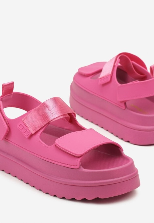 Fuksjowe Sandały Chunky na Platformie z Zapięciem na Rzep Lorovia