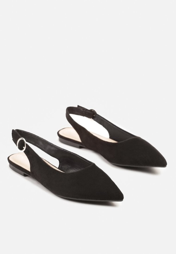 Czarne Płaskie Sandały z Odkrytą Piętą Nonarilla