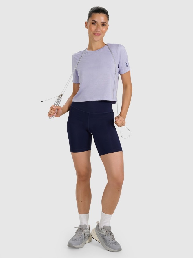 4F Koszulka treningowa crop-top szybkoschnąca damska - niebieska XL