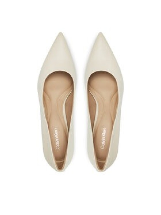 Calvin Klein Szpilki Pump 70 Pointy Hw Bar Lth HW0HW02561 Écru