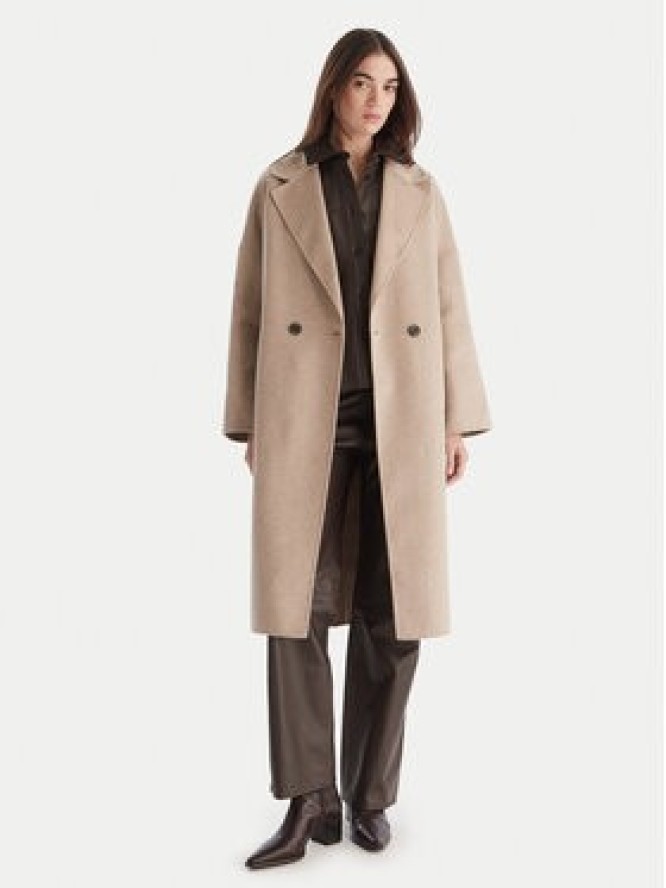 ViCOLO Płaszcz wełniany TF0003 Beżowy Regular Fit