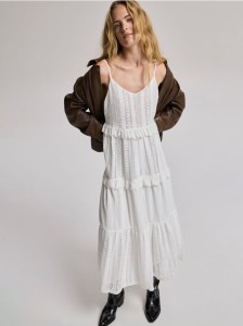 Bawełniana sukienka na ramiączkach - złamana biel