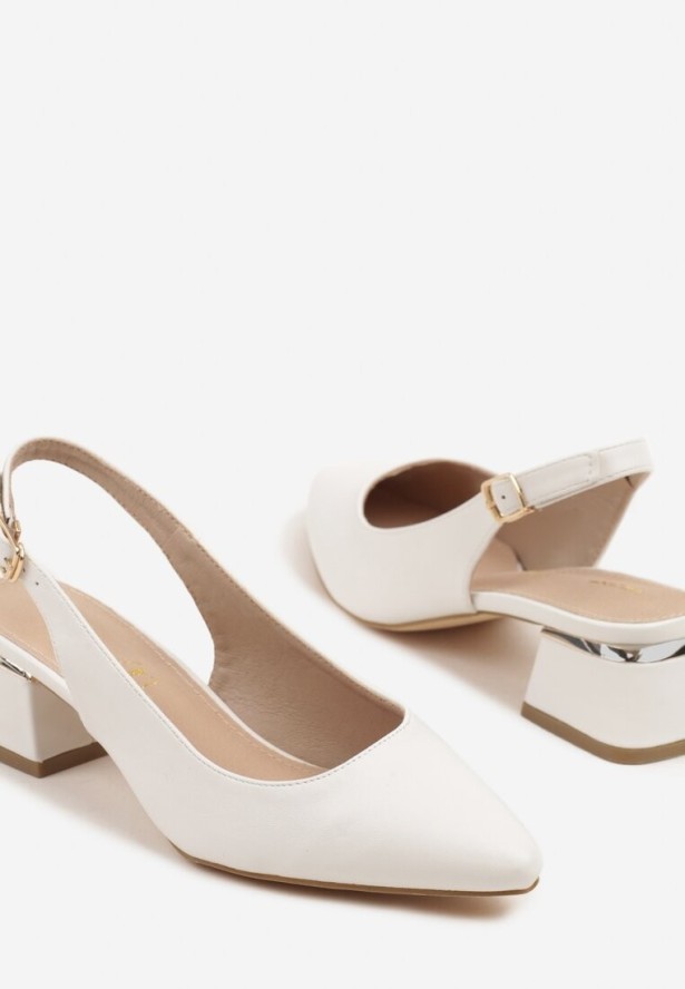 Białe Sandały Vices Slingback ze Skórzaną Wkładką Ciarissa