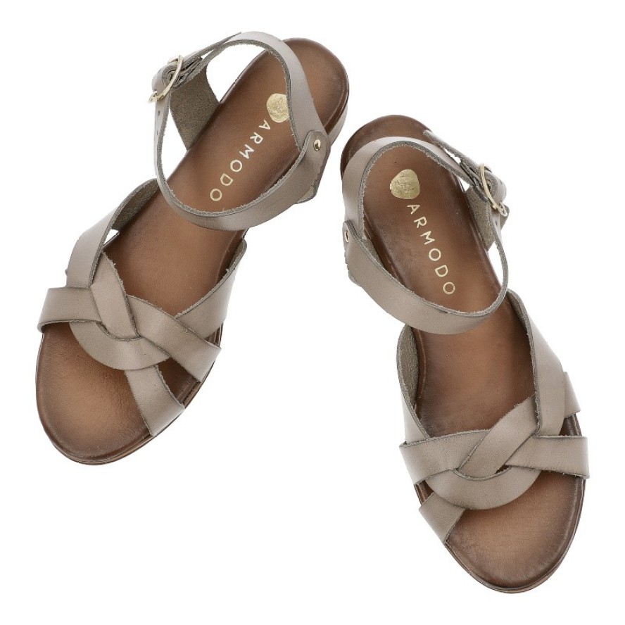 Szare Sandały Armodo Eleganckie Obuwie Damskie Na Obcasie
