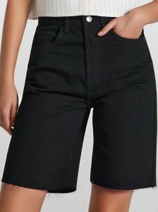 Szorty jeansowe straight - czarny
