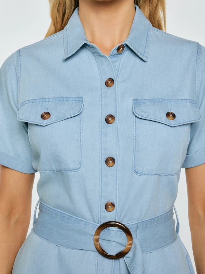 sukienka damska midi jeansowa trapezowa niebieska becca 136